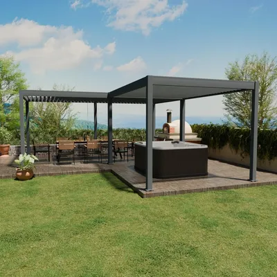 Produktbild von Deluxe Pavillon Terrassenüberdachung Aluminium 6 x 7 M +Verbindung 3 M