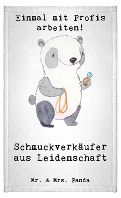 Produktbild von Mr. & Mrs. Panda Handtuch Schmuckverkäufer Leidenschaft - Weiß - Geschenk, Gäste-WC, Spruch, Goldschmied, Ausbildung, Klein, Schmuckgeschäft, gäste wc, Gästehandtuch Bunt