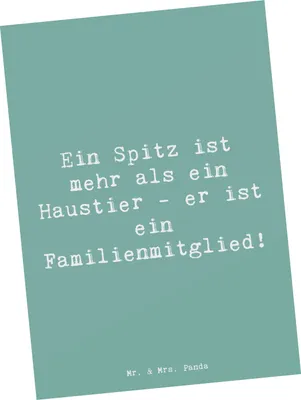 Produktbild von Mr. & Mrs. Panda Postkarte Spruch Spitz Familienmitglied - Meeresbrise - Geschenk, Hunderassen Eigenschaften, Energie, Wachhund, Charakter, einzelkarte, Spaziergänge