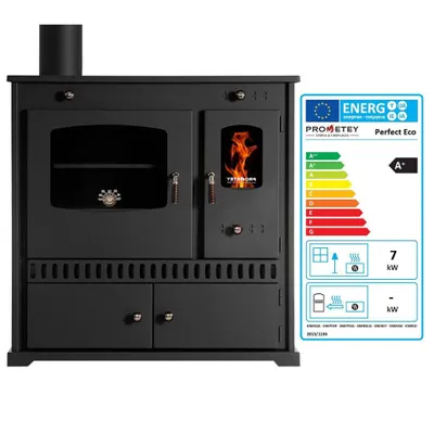 Produktbild von Küchenofen Holzherd Perfect ECO schwarz, linke Version - 7 kW Dauerbrandherd