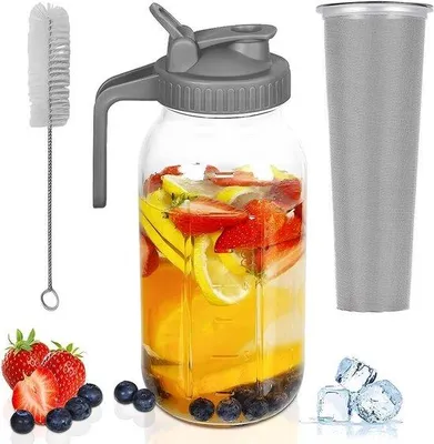 Productafbeelding van Famanu waterkan - Glazen kan met filterdeksel - 2000 ml