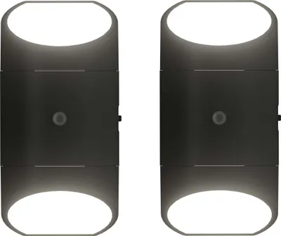 Produktbild von LED Nachtlicht mit Dämmerungssensor & Bewegungsmelder, Up&Down Licht für Steckdose 2er-Set Rund-Schwarz