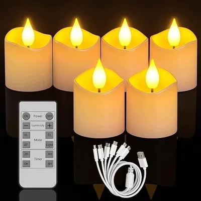 Zdjęcie produktu dla Świeczki LED ładowalne pilot zdalny timer dekoracja domu 6 szt.