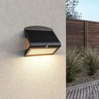 Image de HOFTRONIC - Applique solaire LED Rhodes 8W 3000K IP65 Noir détecteur de mouvement