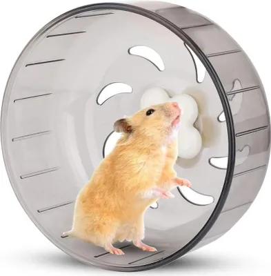 Produktbild von Hamsterlaufrad, 13 cm Hamsterlaufrad, kleines Hamsterlaufrad für Haustiere, geräuschloses Laufspielzeug aus Kunststoff für Hamster, Rennmäuse und Meerschweinchen