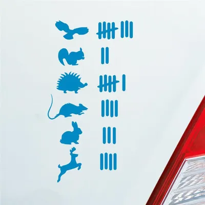 Produktbild von Auto Aufkleber Strichliste Liste Tuning Tiere Animal 15x8 cm Hellblau Sticker Heckscheibenaufkleber