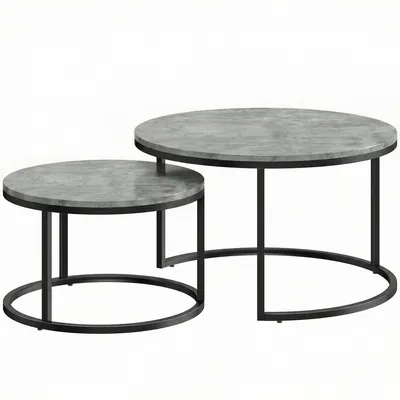 Immagine prodotto di Tavolini impilabili, set da 2 - Tavolini da caffè | Colore: Grigio | Dimensioni: 78,5 x 78,5 x 46,5 cm
