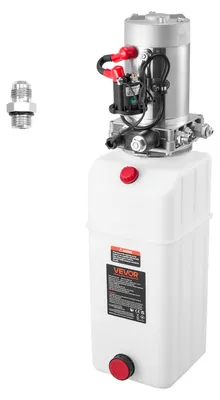 Obrázok produktu pre VEVOR 8 Qt hydraulický agregát – jednočinné čerpadlo pre sklápacie prívesy, maximálny otvárací tlak 22 MPa a prietok 3,4 l/min, 12 V DC hydraulické čerpadlo s kovovou nádržou pre sklápacie prívesy, biela farba