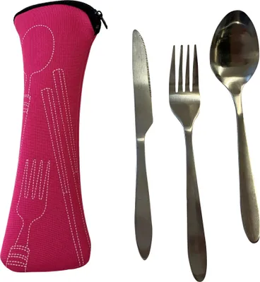 Immagine prodotto di Travel Camping Cutlery SET Bag Pink Pink Knife Tablespoon Fork Travel Outdoor