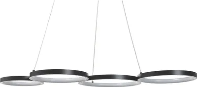 Produktbild von BELIANI Hängelampe LED Schwarz Aluminium 4 Ringe Pendelleuchte für Esszimmer für Schlafzimmer für Wohnzimmer 130 cm