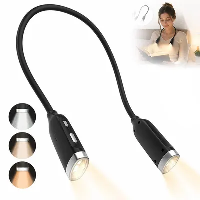 Produktbild von Nackenleselampe LED Leselicht Wiederaufladbar mit USB C 3 Farbtemperaturen Flexibler Arm 650mAh