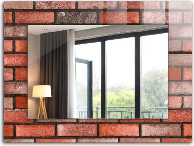 Produktbild von Bedruckter Spiegel - Wandspiegel - Dekorativer - Modern - 80x60 cm - Rote Backsteinmauer