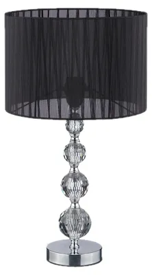 Obrázok produktu pre Stolná lampa Relaxdays, nočná lampa v kryštálovom dizajne, V x H 54 x 29,5 cm, pätica E27, stolná lampa so tienidlom, čierna