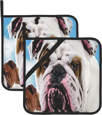 Produktbild von Topflappen, isolierter Topflappen, dick, hitzebeständig, zum Grillen, Kochen, Backen, 2 Stück,Französische Bulldogge