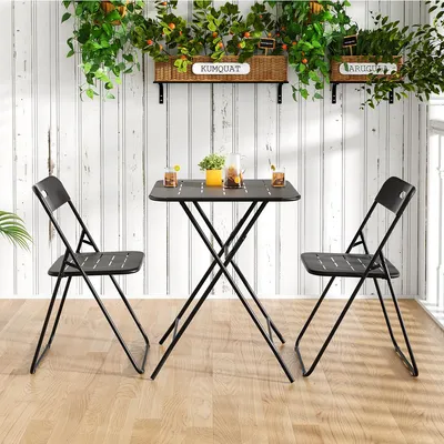 Produktbild von 3tlg Gartenlounge-Set 2 Stühle und 1 Tisch Gartenmöbel Set Balkonmöbel-Set für Außenbereich und Balkon Schwarz