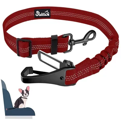 Obrázek produktu pro Bezpečnostní pás pro psa do auta, nastavitelný, elastický, 3v1, reflexní, 70 cm, červený