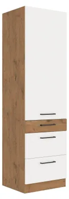 Produktbild von Vigo Hochschrank 60 Eiche Lancelot Weiß Hochglanz Küchenzeile Küchenblock Küche
