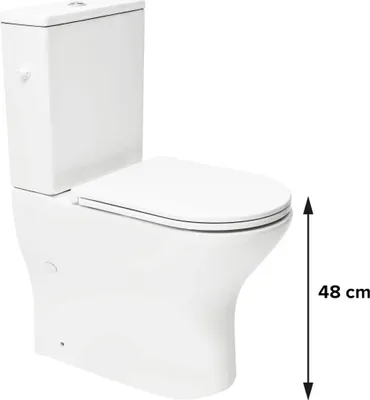 Produktbild von SAT Brevis spülrandlos Stand-WC Kombi-WC mit erhöhter Sitzfläche 48 cm Senioren Toilette mit Softclose WC-Sitz, weiß