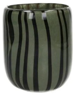 Imagen del producto de Jarrón y candelabro de vidrio Pomax Cannes, color caqui, diámetro 9 cm, altura 11 cm