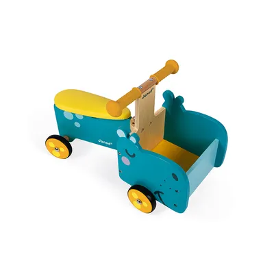 Image de Porteur hippopotame en bois - janod - 08003 - porteur animal bebe