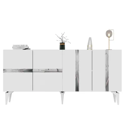 Immagine prodotto di Skye Decor, Vania - Bianco, Argento, Consolle, Bianco, 100% PANNELLI DI AGGREGATO MELAMMINICO, 150 x 79 x 40 cm