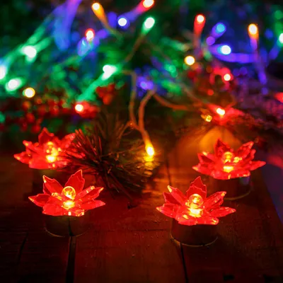 Imagen del producto de Decoración floral LED, funciona con pilas, paquete de 4 unidades