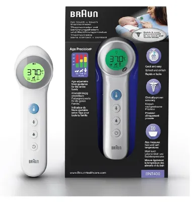 Image de BRAUN BNT400 Thermomètre frontal sans contact avec système "AGE Precision", blanc