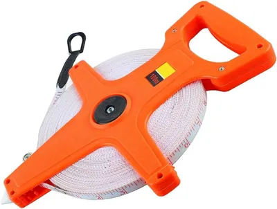 Produktbild von Glasfaser Maßband 100m, Rollmaßband mit klappbarem Hebel, ergonomischer und rutschfester Haltegriff für Ingenieure, Garten und Feld