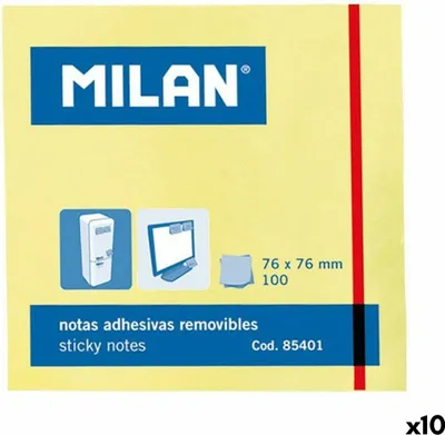 Produktbild von Milan 85401, Rechteck, Gelb, 76 mm, 76 mm, 100 Blätter, 76 mm