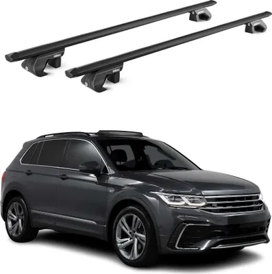 Produktbild von Dachträger für VW Tiguan 5N AD1 Allspace 2016-2024 90kg Alu Schwarz 2x ABE