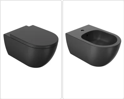 Produktbild von SANYCCES ARC Wand WC mit SoftClose WC-Sitz und Wand Bidet, schwarz matt
