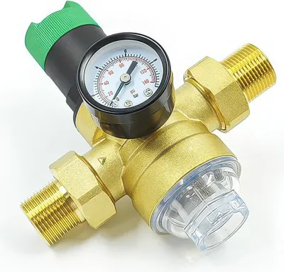 Produktbild von Wasser Druckminderer 3/4 Zoll mit Manometer & Mesh Filter, Überdruckventil zur Regulierung des Wasserdrucks in Haus & Garten