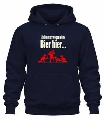 Immagine prodotto di Sono qui solo per la festa, per bere, per divertirmi. Felpa con cappuccio, tema "addio al celibato", colore blu navy, taglia L