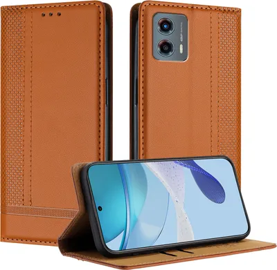 Produktbild von Handyhülle für Motorola Moto G (2023) Leder Flip Klappbare Schutzhülle mit Standfunktion Braun