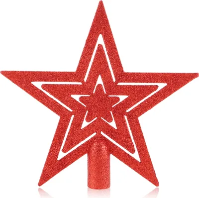 Produktbild von com-four® Weihnachtsbaumspitze Glitzer-Stern - Stern-Spitze für Weihnachtsbaum - Christbaumspitze für jede Baumspitze - Weihnachtsstern bruchsicher