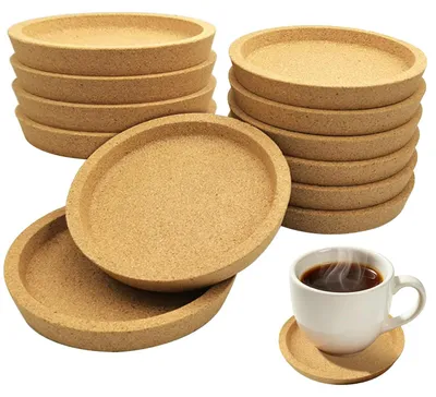Korkuntersetzer rund mit Rand, 12er-Set, 10,3 cm