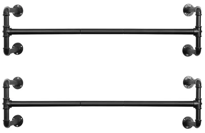 Produktbild von Kleiderstange - Wandmontierte Garderobenstange - 2er-Set - Bis 60 kg Tragkraft - 110 x 30 x 29,5 cm - Stahl/Kunststoff - Schwarz