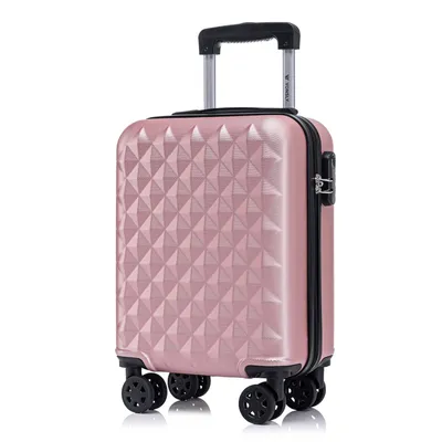 Produktbild von Koffer Trolley Reisekoffer Suitcase, Rollkoffer Handgepäck ,mit 4 Rollen360°, Hartschalenreisekoffer, Zahlenschloss, Weicher Gummigriff (S,Roségold)