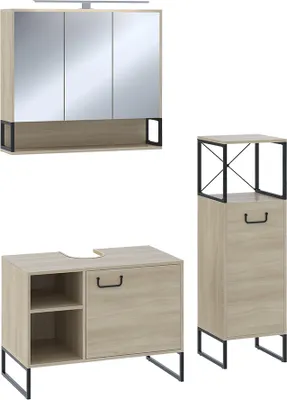 Zdjęcie produktu dla Zestaw mebli łazienkowych Vicco Vionna Dąb/czarny 3 części, Model 55366