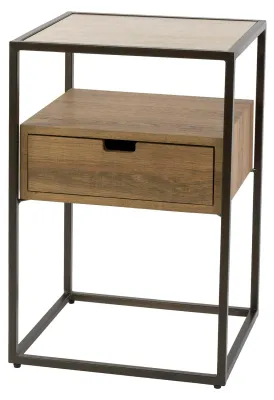 Produktbild von FURNLUX Nachttisch Cassetto Beige Und Eiche Und Bronze 40cm / Hauptfarbe: Beige / Abmessungen: 40 x 60 x 35 cm