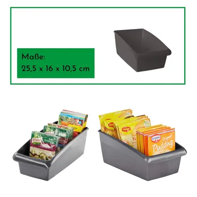 Immagine prodotto di Novaliv scatola per zuppa grande set di 2 cassetti organizzatori per la cucina - 25 x 16 cm GRIGIO ANTHRAZITE scatola per spezie - sistema organizzatore per cassetti - conservazione di ingredienti per condire e cucinare