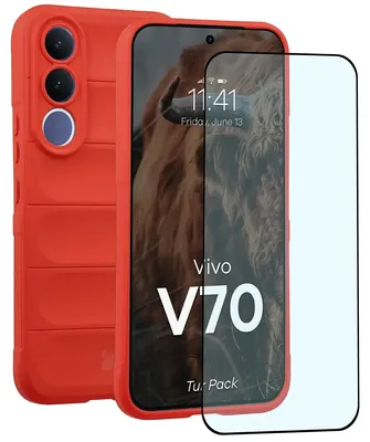 Produktbild von Robuste Handyhülle + gehärtetem Glas für Vivo V70 5G, Bizon Tur Pack, Rot