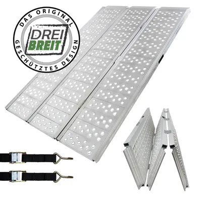 Produktbild von DREIBREIT by TRUTZHOLM Alu Auffahrrampe 215 cm 2-fach klappbar 1020 kg gelocht Verladerampe Rampe
