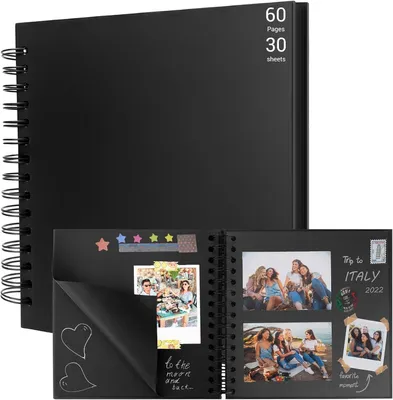 Imagen del producto de Álbum de fotos con encuadernación en espiral, 60 páginas, 20,5 x 20,5 cm, ideal para guardar recuerdos