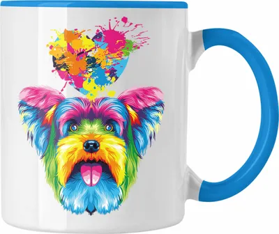Produktbild von Trendation - Yorkie Herz Farbe Besitzer Tasse Geschenk Lustiger Spruch Geschenkidee Yorkie Liebhaber (Blau)