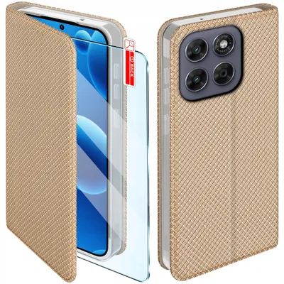 Obrázek produktu pro Magnetické pouzdro pro Motorola G67 5G | G77 5G – zavírací zlaté pouzdro + sklo 9H