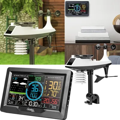 Produktbild von Premium WLAN Wetterstation m. XL-Farbdisplay, Aussensensor, App-Daten, Messung von Temperatur, Regenmenge, Windgeschwindigkeit u. Richtung, Luftdruck