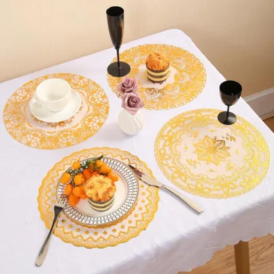 Produktbild von Tischset 30 cm - Rundes Tischset - PVC - Abwaschbar - Rutschfest - Hitzebeständig - 8 Stück - Tischmatte