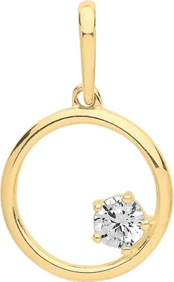 Productafbeelding van Gouden hanger voor dames, 375/1000 geelgoud, met zirconiumoxide – 22mm * 13mm; TRS28185