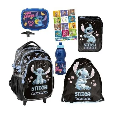 Obrázok produktu pre Goldkids - Školské tašky pre chlapcov a dievčatá - Sada 6 školských batohov s kolieskami pre deti s peračníkom - obedár - Stitch